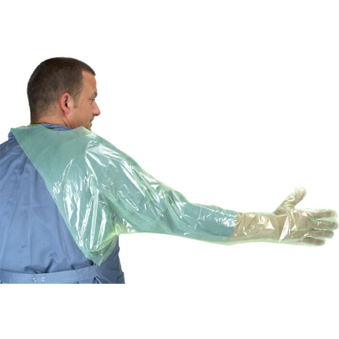 Supersafe nyakbaakasztós, vállvédős kesztyű, 90 cm, zöld (50 db)