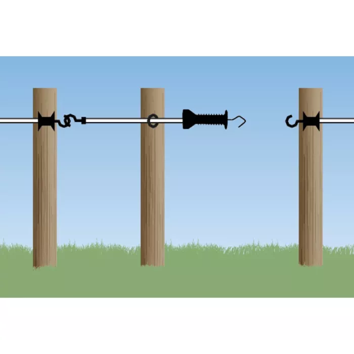 Villanypásztor szigetelő E-Line komplett kapu 3-6 méterig, elasztikus zsinórral