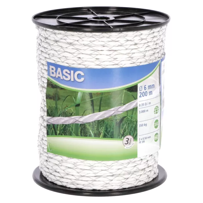 Kerbl Villanypásztor vezeték Basic Classe 200m/6mm Fehér  2x 0,50