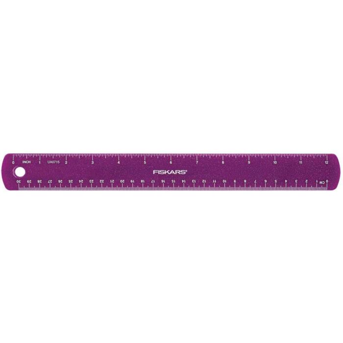 Fiskars gyerekvonalzó lila csillámokkal, 30 cm