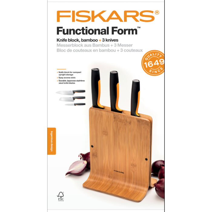 Fiskars Functional Form Késblokk Bambusz-3 késes