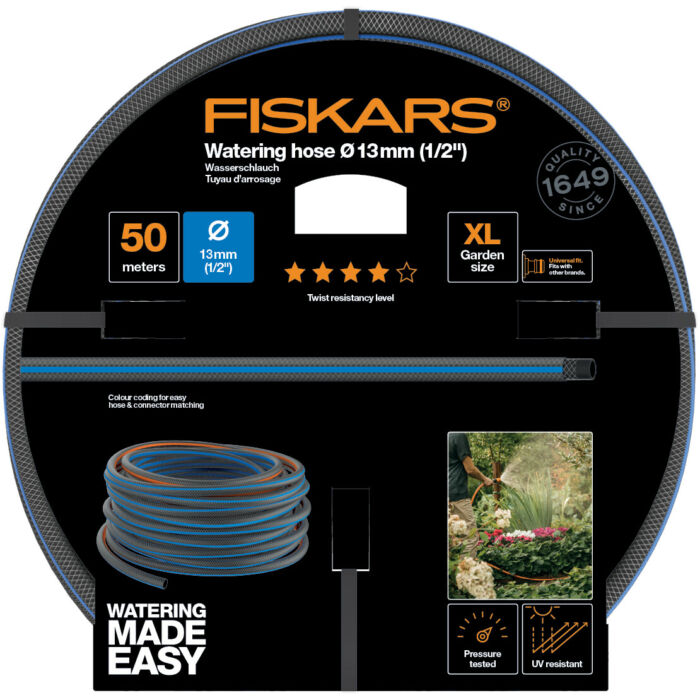 Fiskars locsolótömlő, 13 mm (1/2