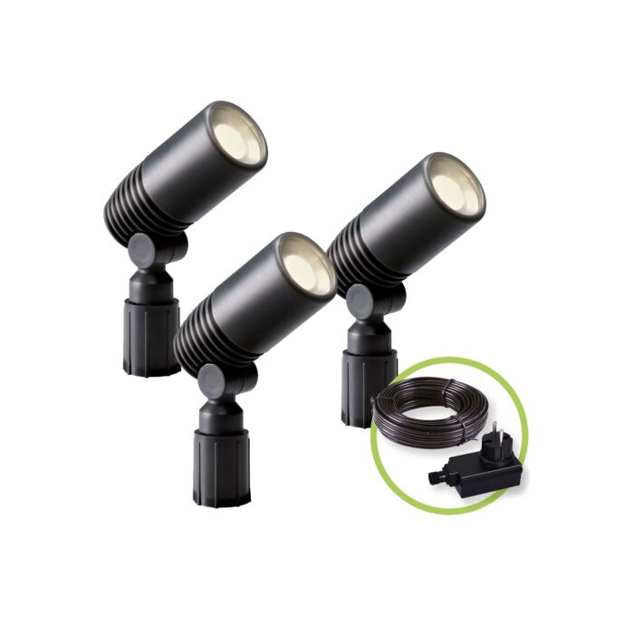 Garden Lights Alder szett, 3db spotlámpa, led, meleg fehér A+