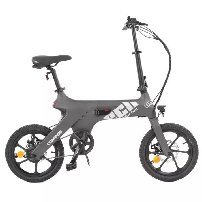 Hecht Compos Mini elektromos kerékpár, összecsukható, szürke ~ 62 km hatótáv