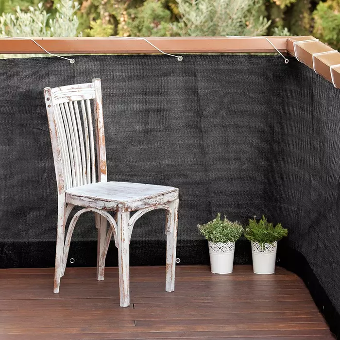 Nortene-Catral Mesh Balcony Easy grey-white  fűzőlyukakkal, 160 g/m2, fehér-szürke