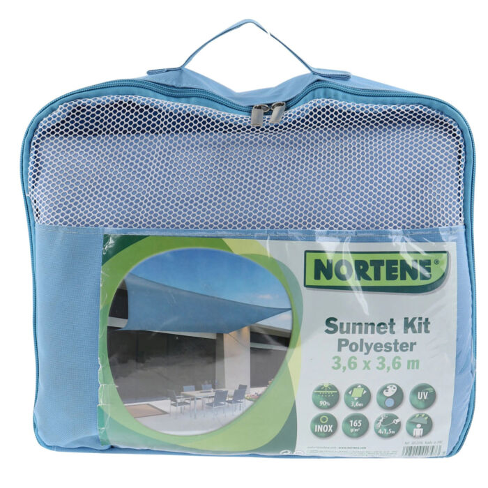 Nortene napvitorla négyzte alakú - 3,6 x 3,6  kék (Sun-Net Kit Polyester)