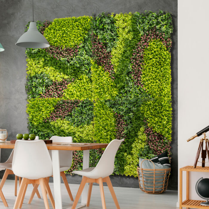 Nortene Vertical Costa műanyag zöldfal színes levelekkel és cikk-cakk mintával (100x100cm)