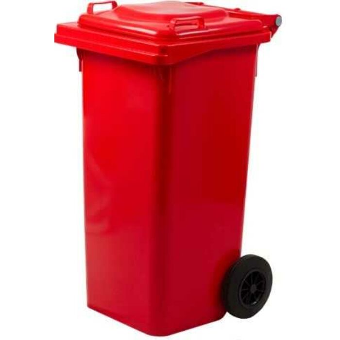 Piros kerekes szemetes szelektív kuka 240 liter