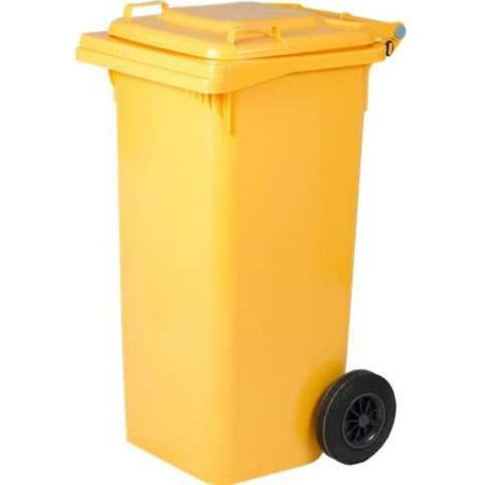 Sárga kerekes szemetes szelektív kuka 120 liter
