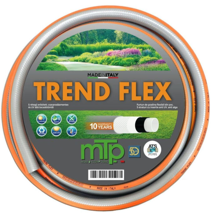 Trend Flex prémium minőségű locsolótömlő, 5 rétegű, csavarodásmentes, 3/4&quot; x50m