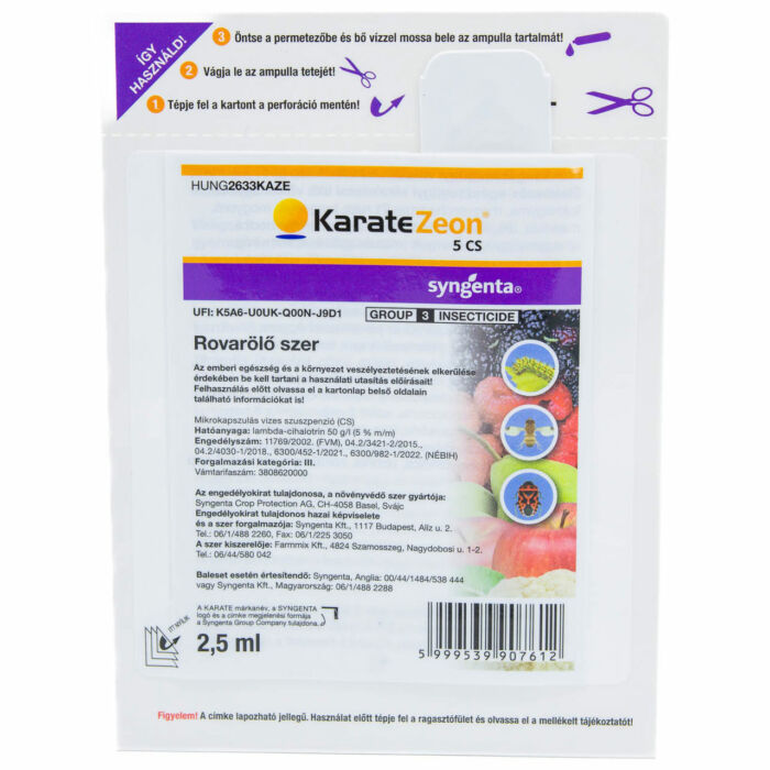 Karate Zeon 5 CS rovarölő permetezőszer 2,5 ml ampulla
