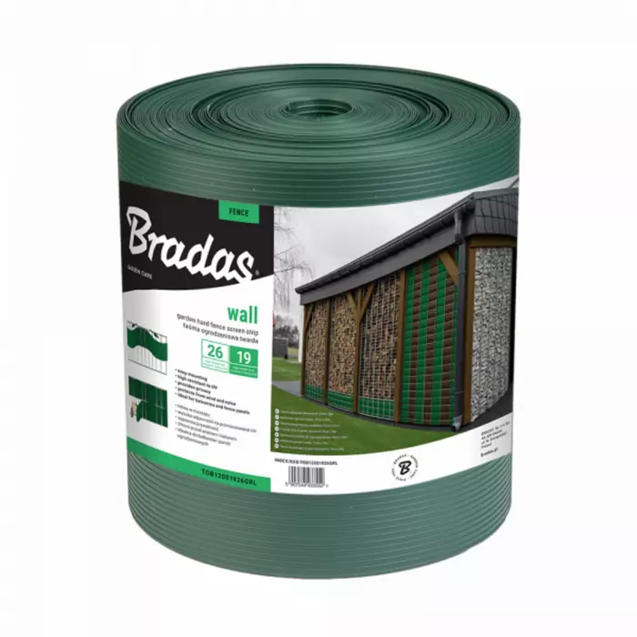 Bradas Kerítéstakaró szalag zöld 19 cm x 26 m, 1200 g / m2