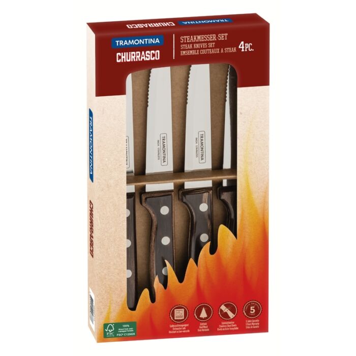 Tramontina gaucho steak kés, 4-db - barna *