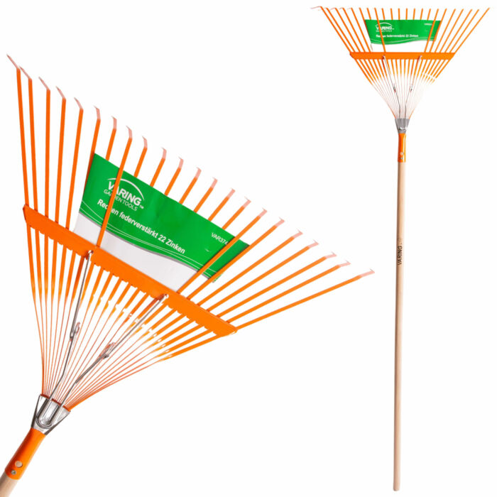 Varing lombseprű, rugós, acél fej, keményfa nyél, 22fog, 160cm