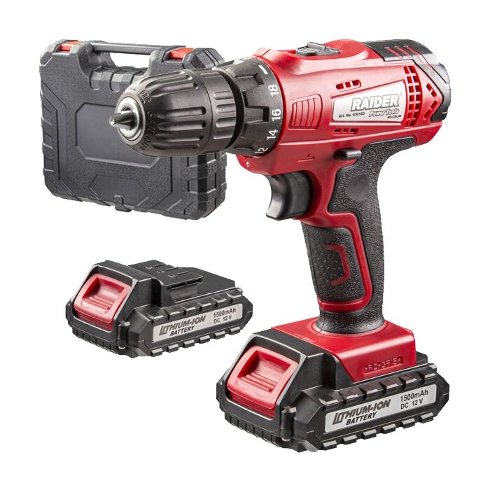 Raider akkumulátoros fúró, 12V, 2 sebesség, 2x1.5 Ah, RD-CDL34