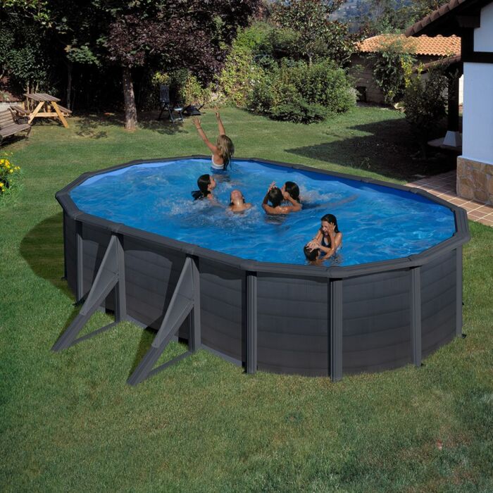 PONTAQUA GRAPHITE 5 x 3 x 1,2 m ovális fémfalas medence