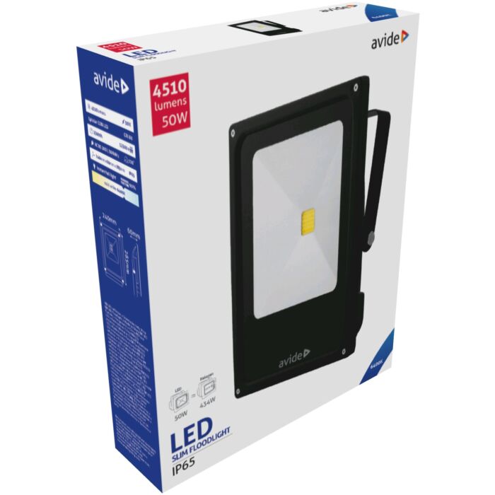 Avide LED Reflektor Slim 50W CW 6400K