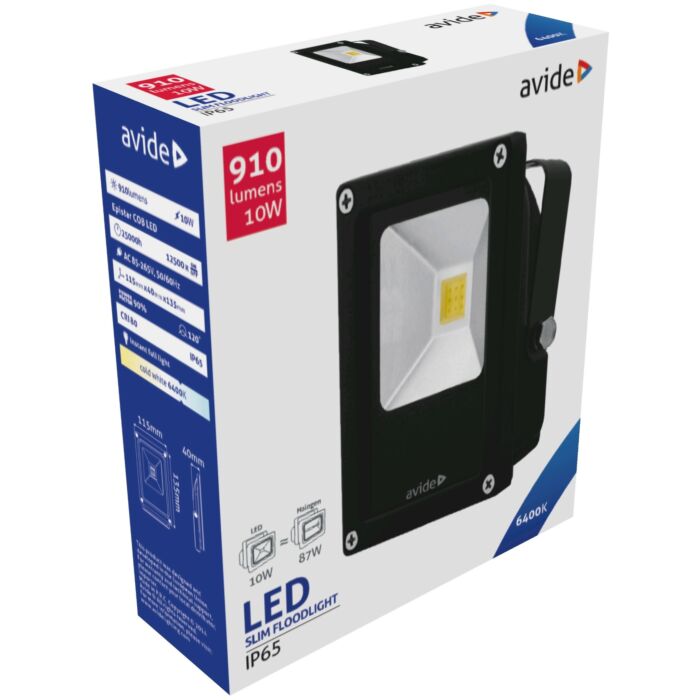 Avide LED Reflektor Slim 10W CW 