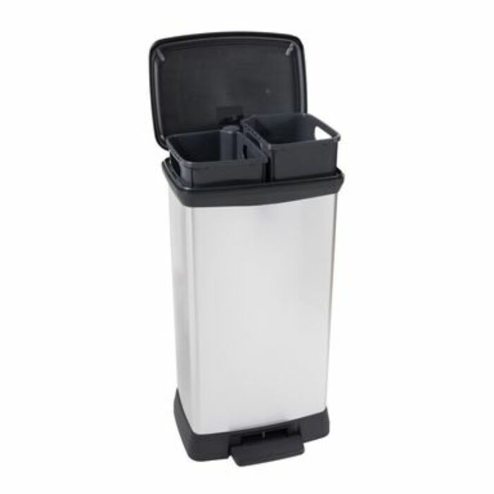 Curver Deco-bin pedálos szemétgyűjtő, ezüst, 2x23 l