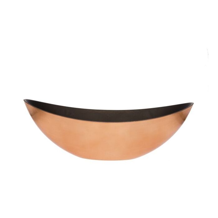 Csónak alakú bronz, műanyag kaspó, 55 x 13,5 x 17,5 cm