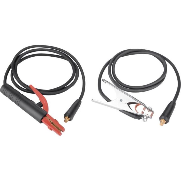 Extol hegesztő kábelpár, földelőkábel csipesszel + munkakábel elektródafogóval, 120A, 3m, 16mm2, csatlakozó: 10-25