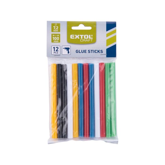 Extol ragasztóstift készlet, többszínű; 12db, 100×7,2 mm, bliszteren