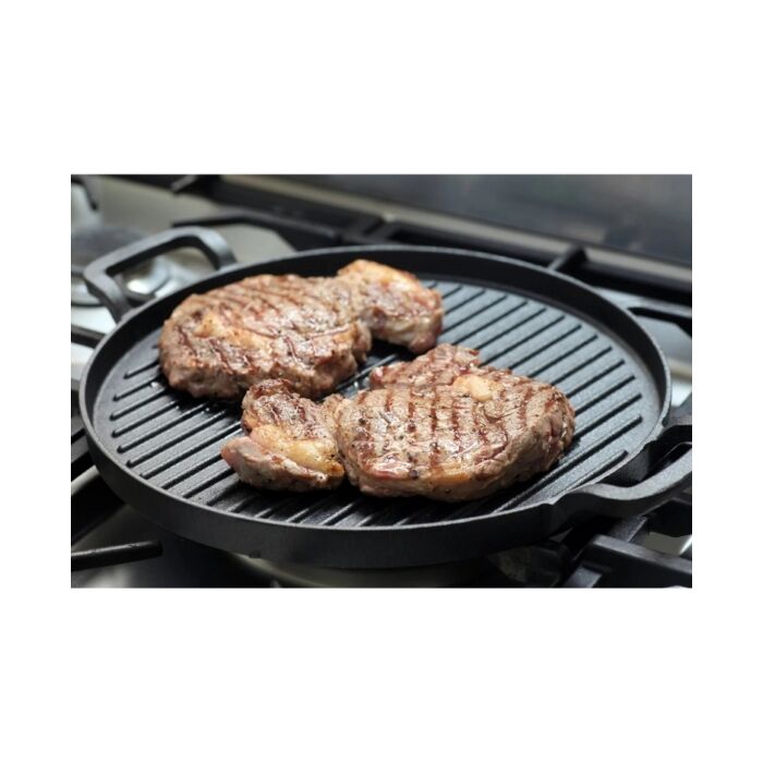 Perfect Home Öntöttvas Grill lap kerek 2 füllel 15521
