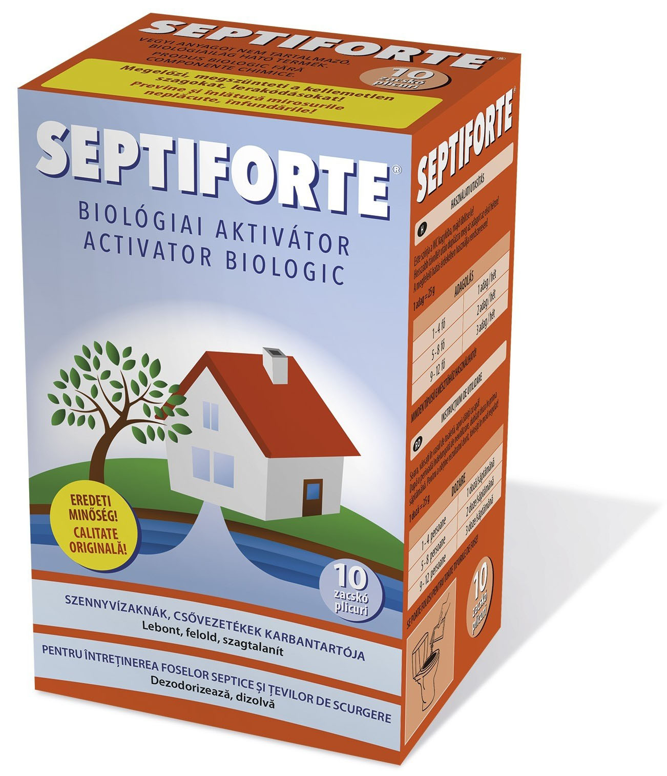 Septiforte szennyvízakna, csővezeték karbantartó, Septiforte 10 tasakos doboz - 250g -os kiszerelés