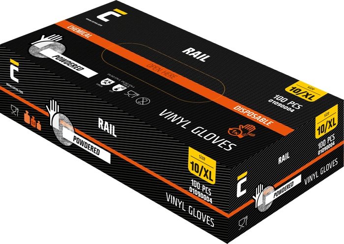 Cerva Rail Vinil eldobható kesztyű (Púderezett) 100db-os, S-es