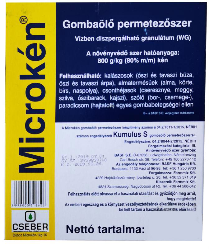 Microkén /Kumulus/ gombaölő permetezőszer 1kg