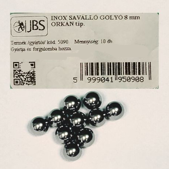 Inox golyó 8 mm Orkán tip. (10 db -os)