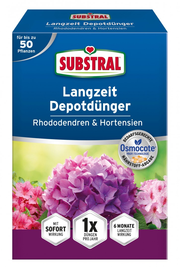 Substral  Osmocote  Hosszú hatástartamú trágya rhododendron, hortenzia és erikafélék számára  1,5kg