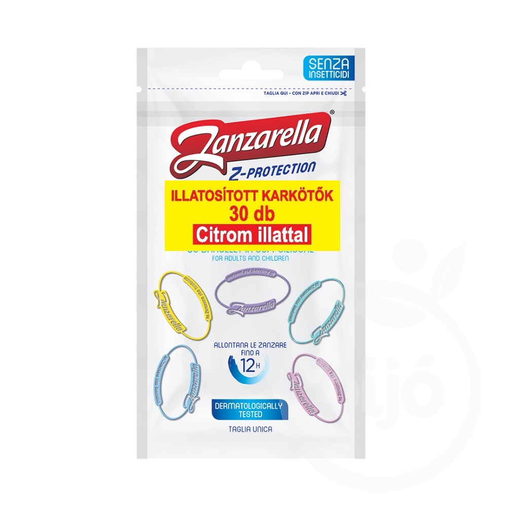 Zanzarella szúnyorgiasztós karkötő - 100% természetes olajjal - 30 db/csomag