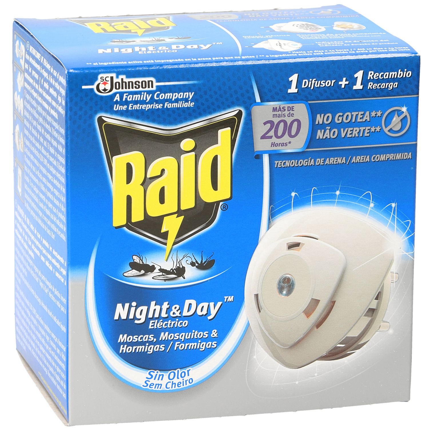 Raid Night& Day 200 órás szúnyog- és légyirtó - 1 db készülék + 1 db korong