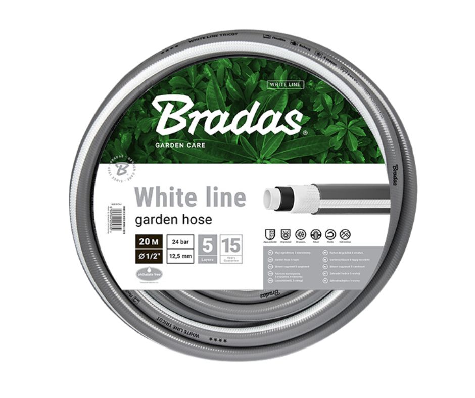 Bradas White Line Prémium locsolótömlő, 5 rétegű, csavarodásmentes