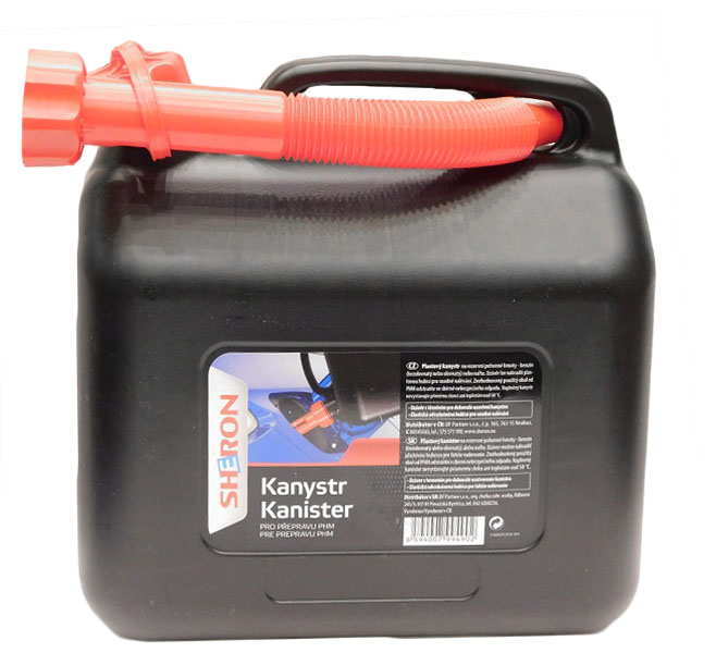 Üzemanyag kanna műanyag töltőcsővel, 10 liter