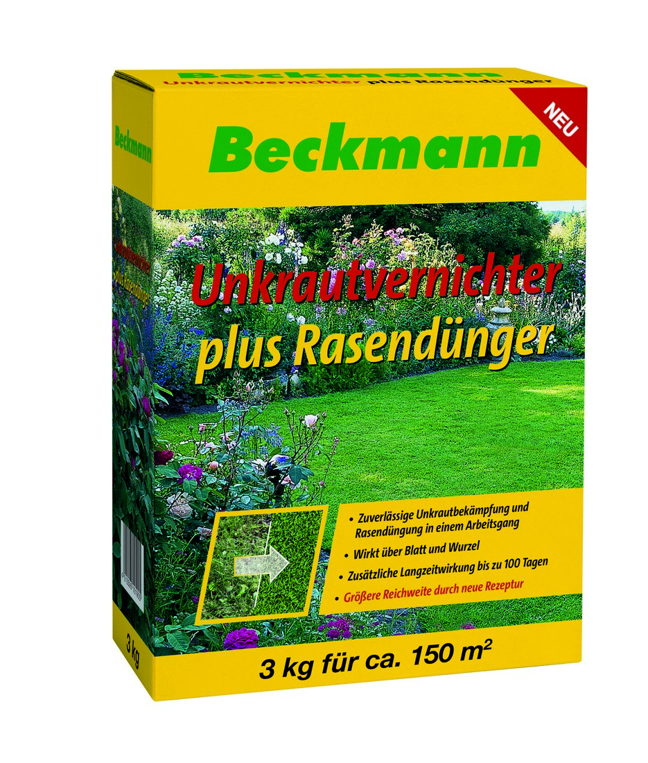 Beckmann gyomirtó gyeptrágya, 3 kg, 150m2, 22+5+5