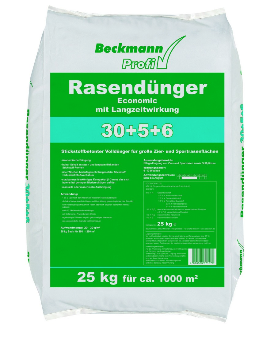 Beckmann tavaszi hosszú hatású gyeptrágya, 25 kg, 30+5+6