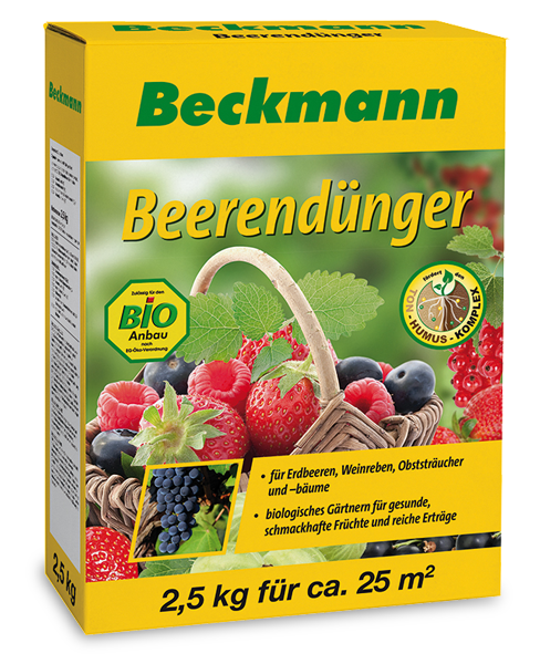 Beckmann szerves-ásványi növénytáp eperhez, szőlőhöz és gyümölcsökhöz 2,5 kg, 25m2