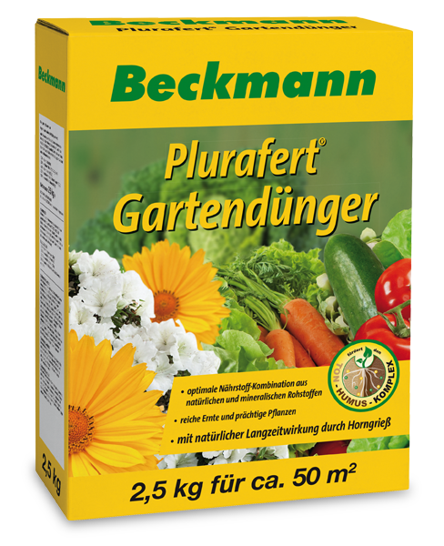 Beckmann Plurafert univerzális szerves-ásványi növénytáp kerti növényekhez 2,5 kg ~50m2