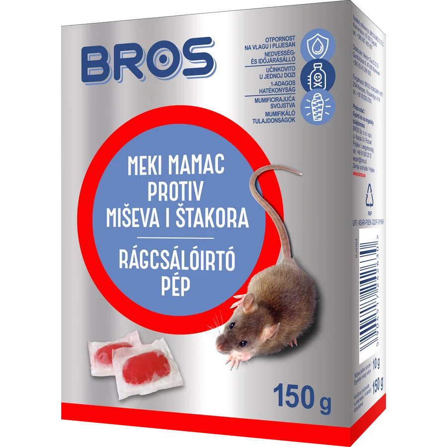 Bros Rágcsálóirtó pép, patkány és egér méreg, 150g