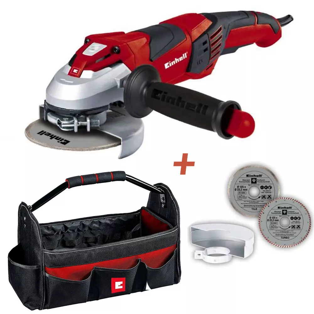 Einhell TE-AG 125 CE fordulatszám szabályzós sarokcsiszoló 125mm 1100W - KIT-es