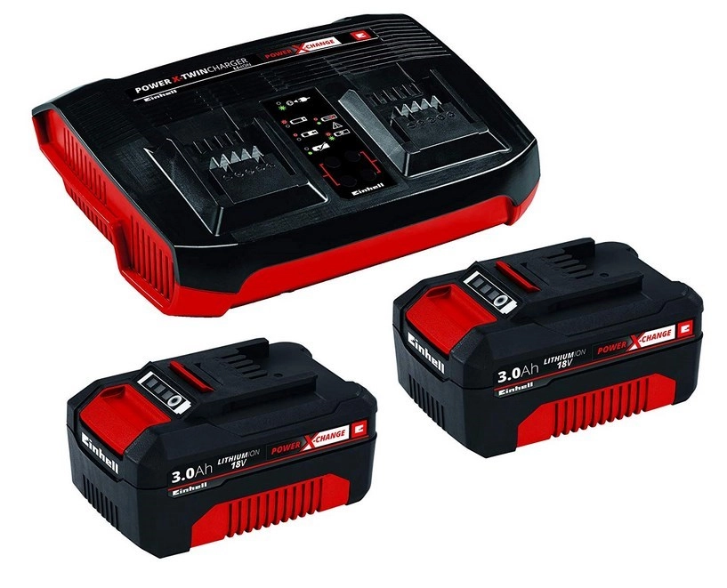 Einhell 2 x 3,0 Ah & Twincharger Kit gyors töltő, Power X-Change