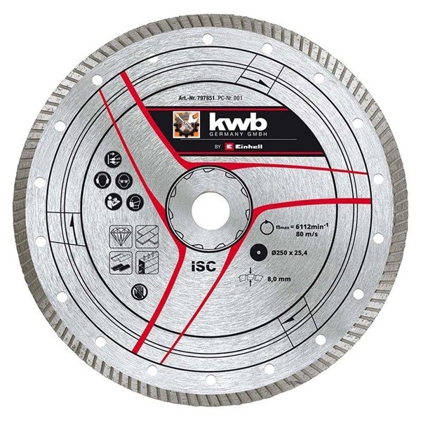 Einhell Gyémánt vágókorong 250x25,4 mm turbo