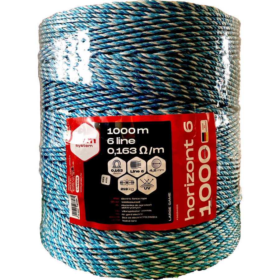 Farmsystem HORIZONT 6 villanypásztor vezeték, 1000m, 4,2mm, 0,163ohm/m, 219 kg, kék-fehér
