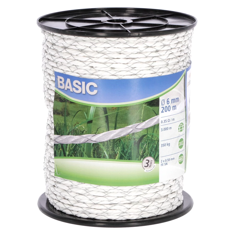 Kerbl Villanypásztor vezeték Basic Classe 200m/6mm Fehér  2x 0,50