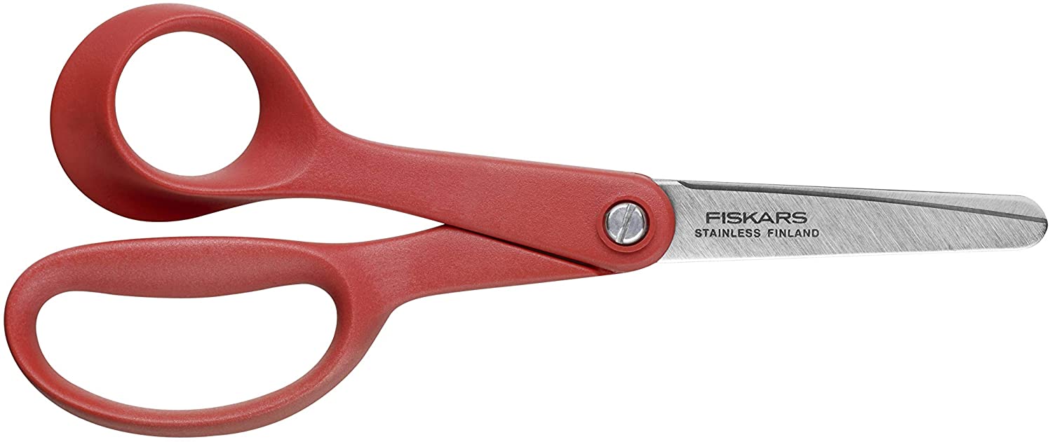 Fiskars piros gyermekolló, balkezes, 13 cm