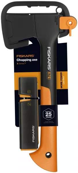 Fiskars X7 XS fejsze + Xsharp élező - készlet