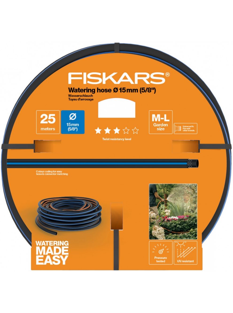 Fiskars locsolótömlő, 15 mm (5/8