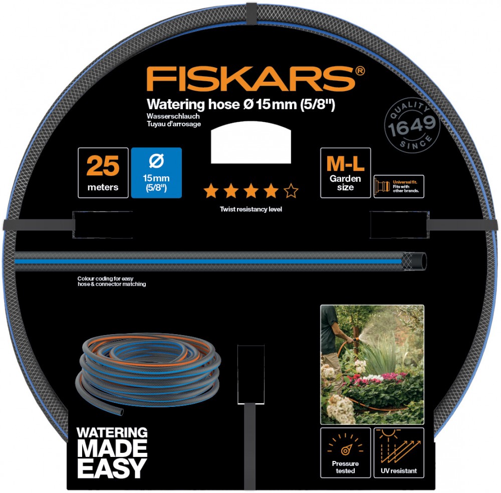 Fiskars locsolótömlő, 15 mm (5/8